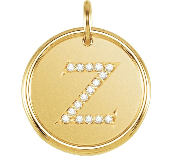 Diamond Initial "Z" Round Pendant, 18k Yellow Gold-Plated Sterling Silver (.08 Ctw, Color GH, Clarity I1)