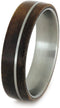 Koa Wood, Titanium Pinstripe 6.5mm Comfort-Fit Matte Titanium Band, Size 9