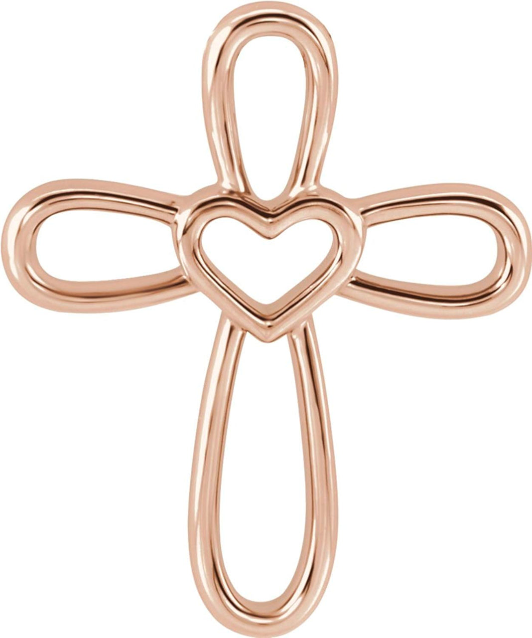 Open Heart Cross 14k Rose Gold Pendent (20.35X4.25 MM)