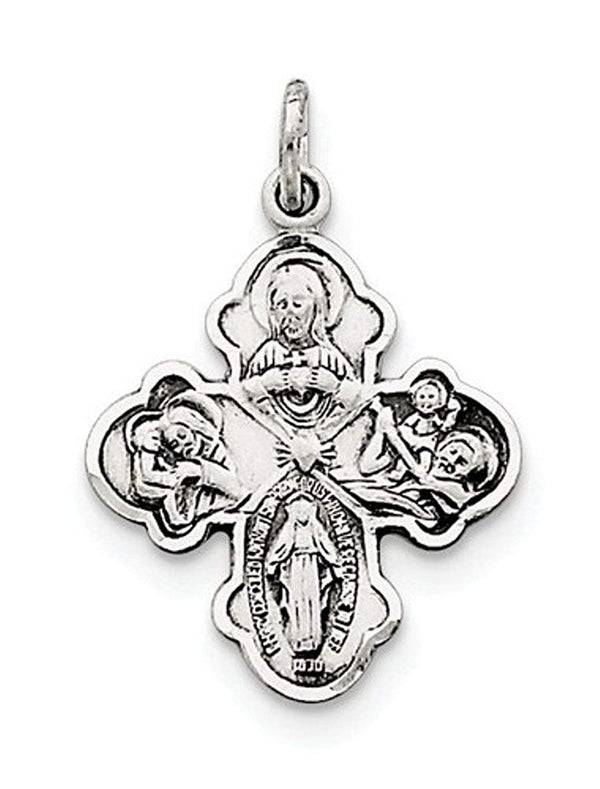 Sterling Silver Antiqued 4-Way Medal (25X18MM)