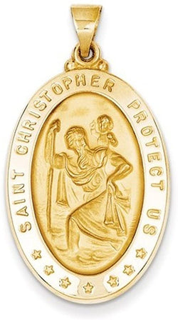 14k Yellow Gold Saint Christopher Medal Pendant (39X21MM)