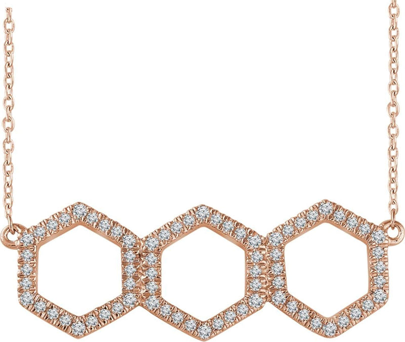 Diamond Geometric Necklace, 14k Rose Gold, 16-18" (0.25 Ctw, H+ Color, I1 Clarity)