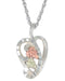 Open-Cut Heart Pendant Necklace, Sterling Silver, 12k Green and Rose Gold Black Hills Gold Motif, 18"