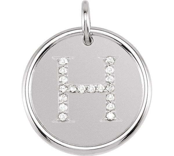 Diamond Initial "H" Pendant, Sterling Silver (0.1 Ctw, Color GH, Clarity I1)