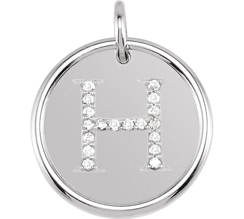 Diamond Initial "H" Pendant, Sterling Silver (0.1 Ctw, Color GH, Clarity I1)