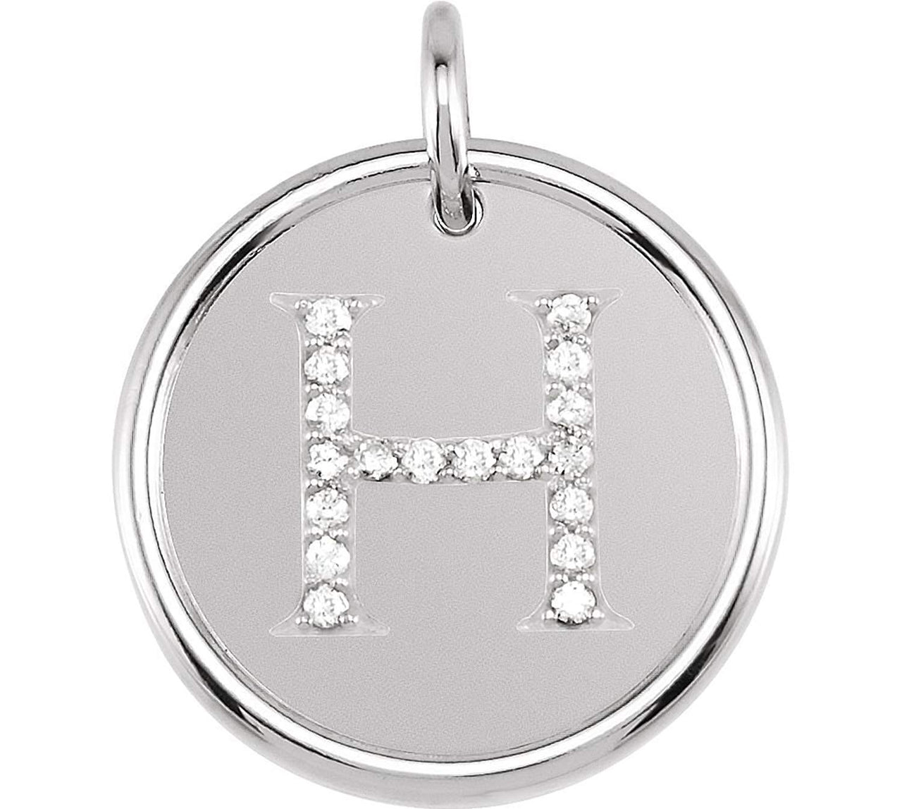 Diamond Initial "H" Pendant, Rhodium-Plated 14k White Gold (0.1 Ctw, Color GH, Clarity I1)