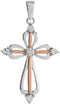 Diamond Regal Cross Pendant, 14k Rose Gold Vermeil Plating, Rhodium-Plated Sterling Silver (.003 Ct, I-J Color, I3 Clarity)