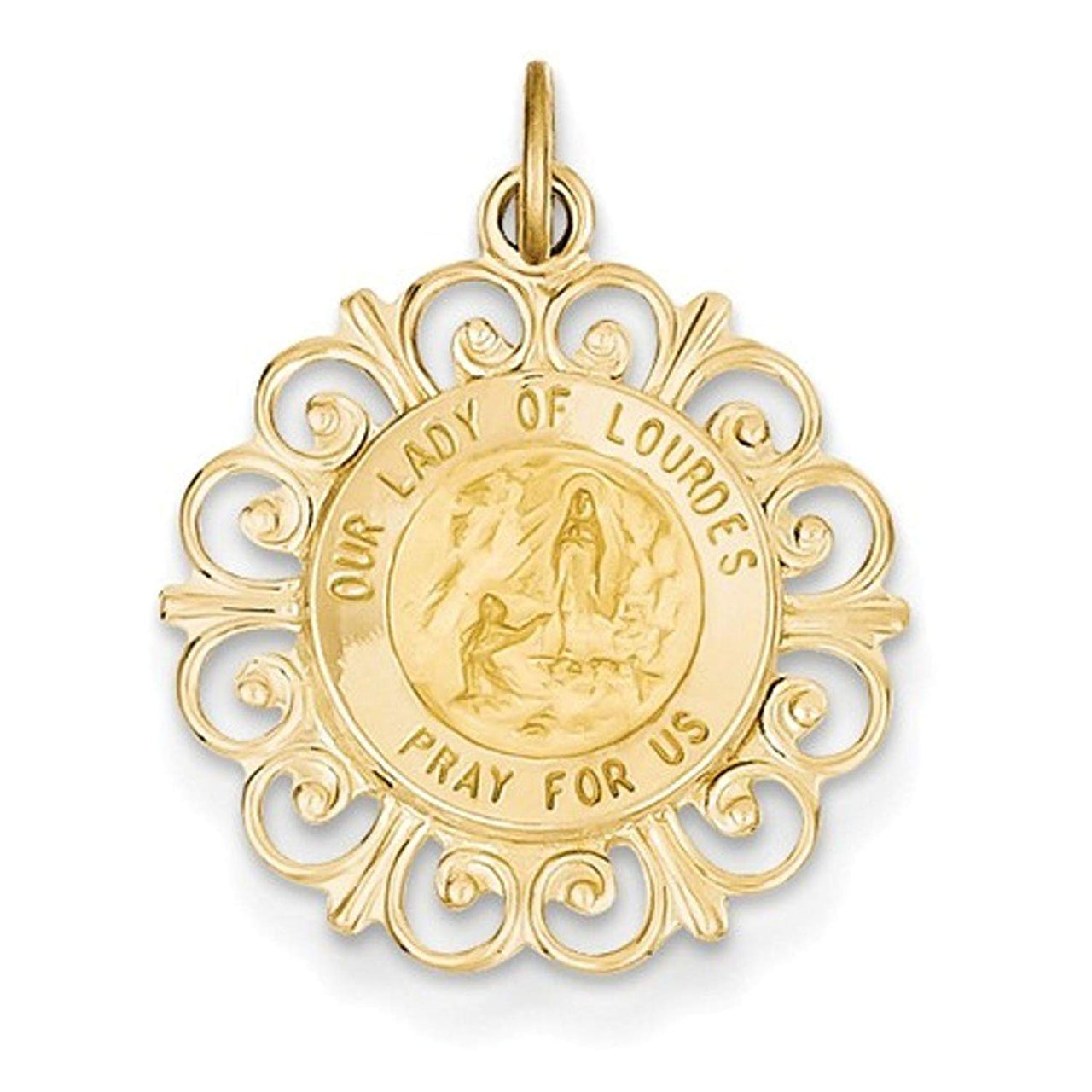 14k Yellow Gold Our Lady Of Lourdes Medal Pendant (24X19MM)