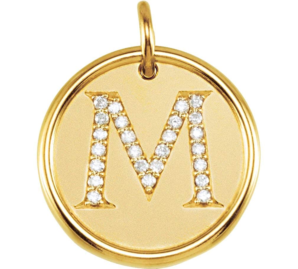 Diamond Initial "M" Round Pendant, 18k Yellow Gold-Plated Sterling Silver (0.125 Ctw, Color GH, Clarity I1)