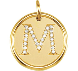 Diamond Initial "M" Pendant, 14k Yellow Gold (0.125 Ctw, Color GH, Clarity I1)