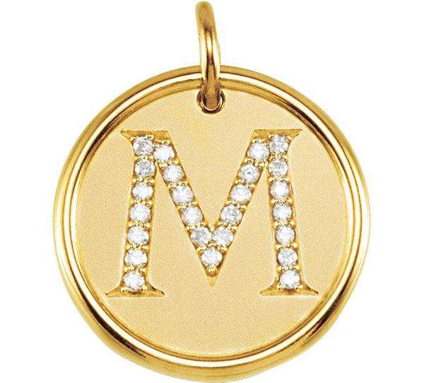 Diamond Initial "M" Pendant, 14k Yellow Gold (0.125 Ctw, Color GH, Clarity I1)