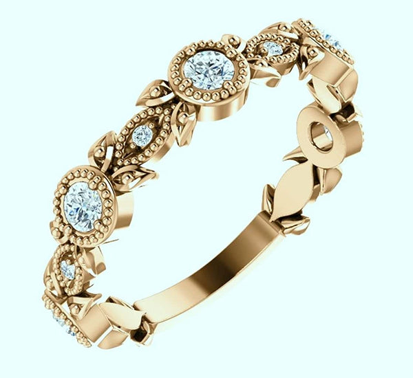 Diamond Vintage-Style Ring, 14k Rose Gold (0.33 Ctw, G-H Color, I1 Clarity)