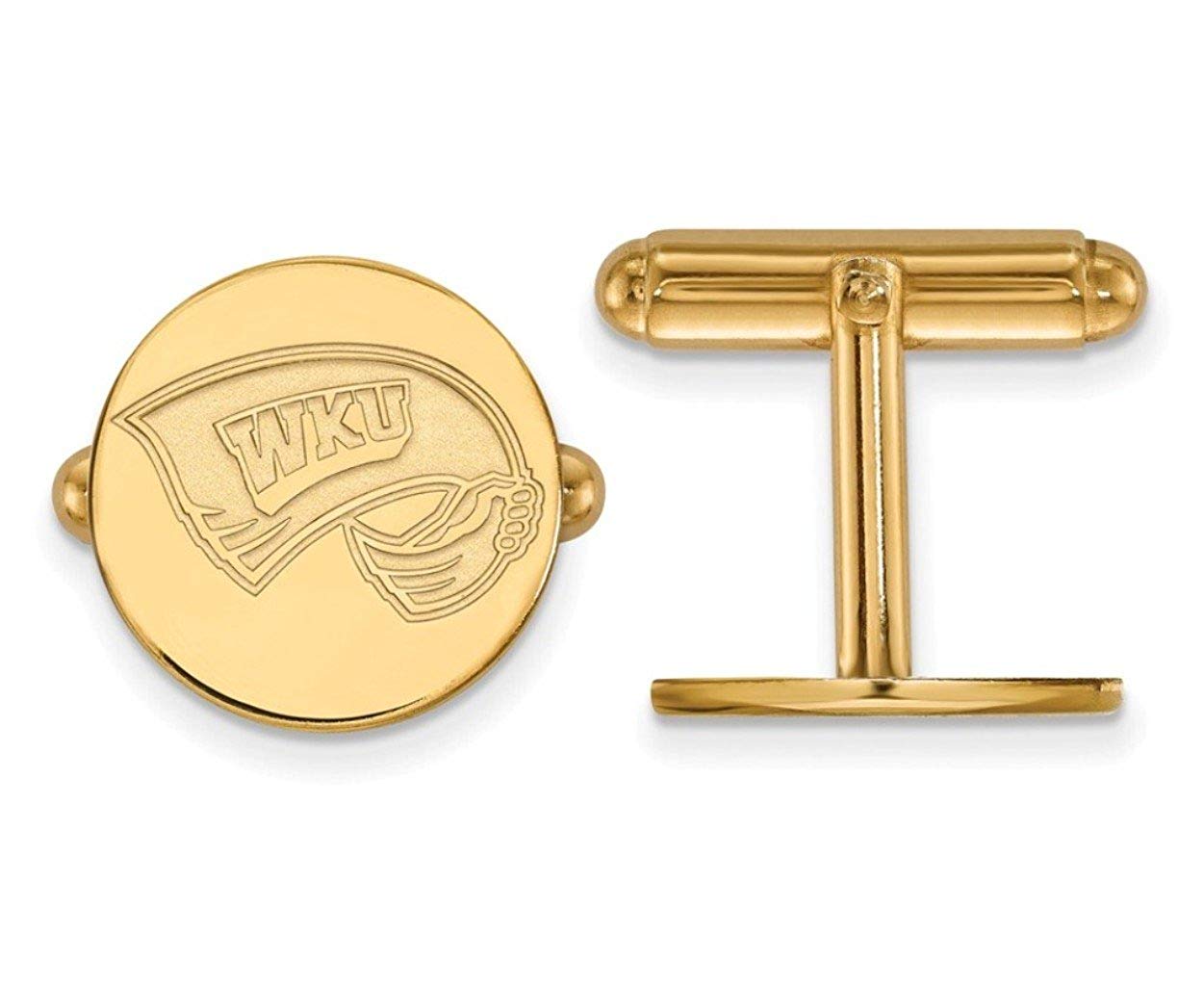 14k Yellow Gold Western Kentucky University Round Cuff Links, 15MM