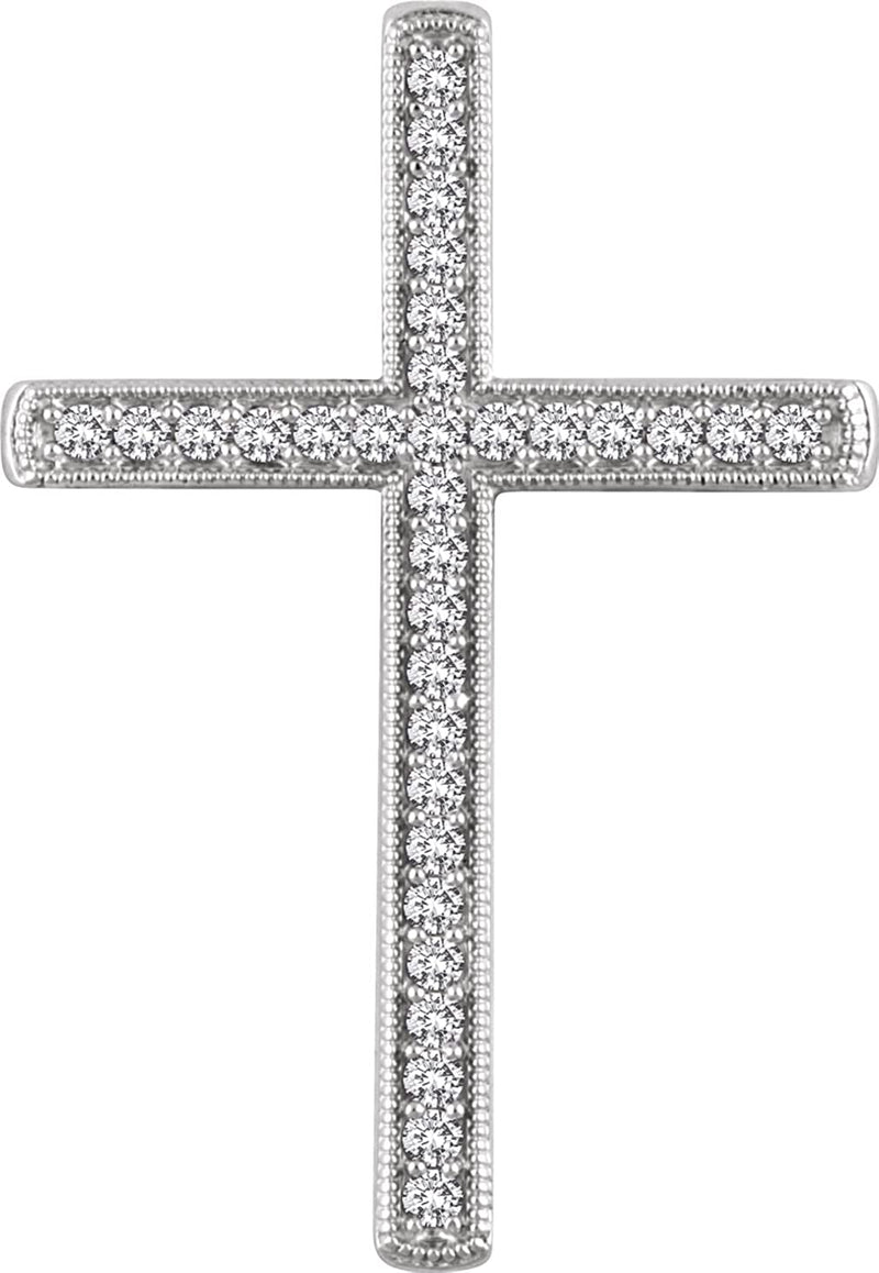 Diamond Chapel Cross Rhodium-Plated 14k White Gold Pendant (.5 Ctw, H+ Color, I1 Clarity)