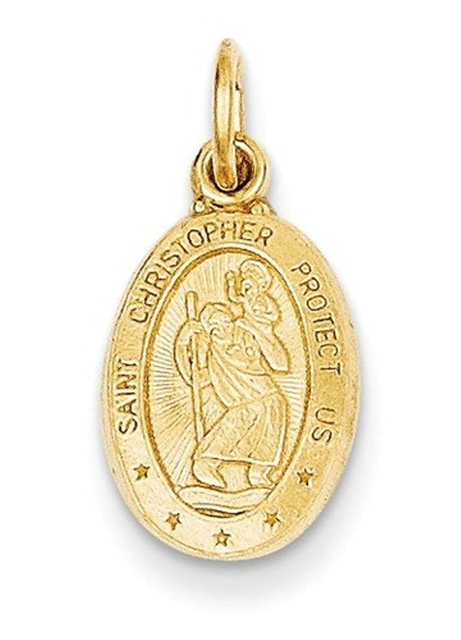 14k Yellow Gold Saint Christopher Medal Charm (21X10 MM)