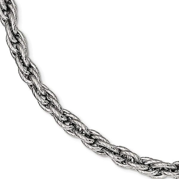 Men's Stainless Steel Polished Textured Rope Bracelet 8"