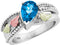 Pear Swiss Blue Topaz Granulated Bead Ring, Sterling Silver, 12k Green and Rose Gold Black Hills Gold Motif, Size 7.25