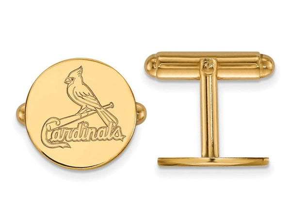 Gold-Plated Sterling Silver MLB St. Louis Cardinals Round Cuff Links, 15MM