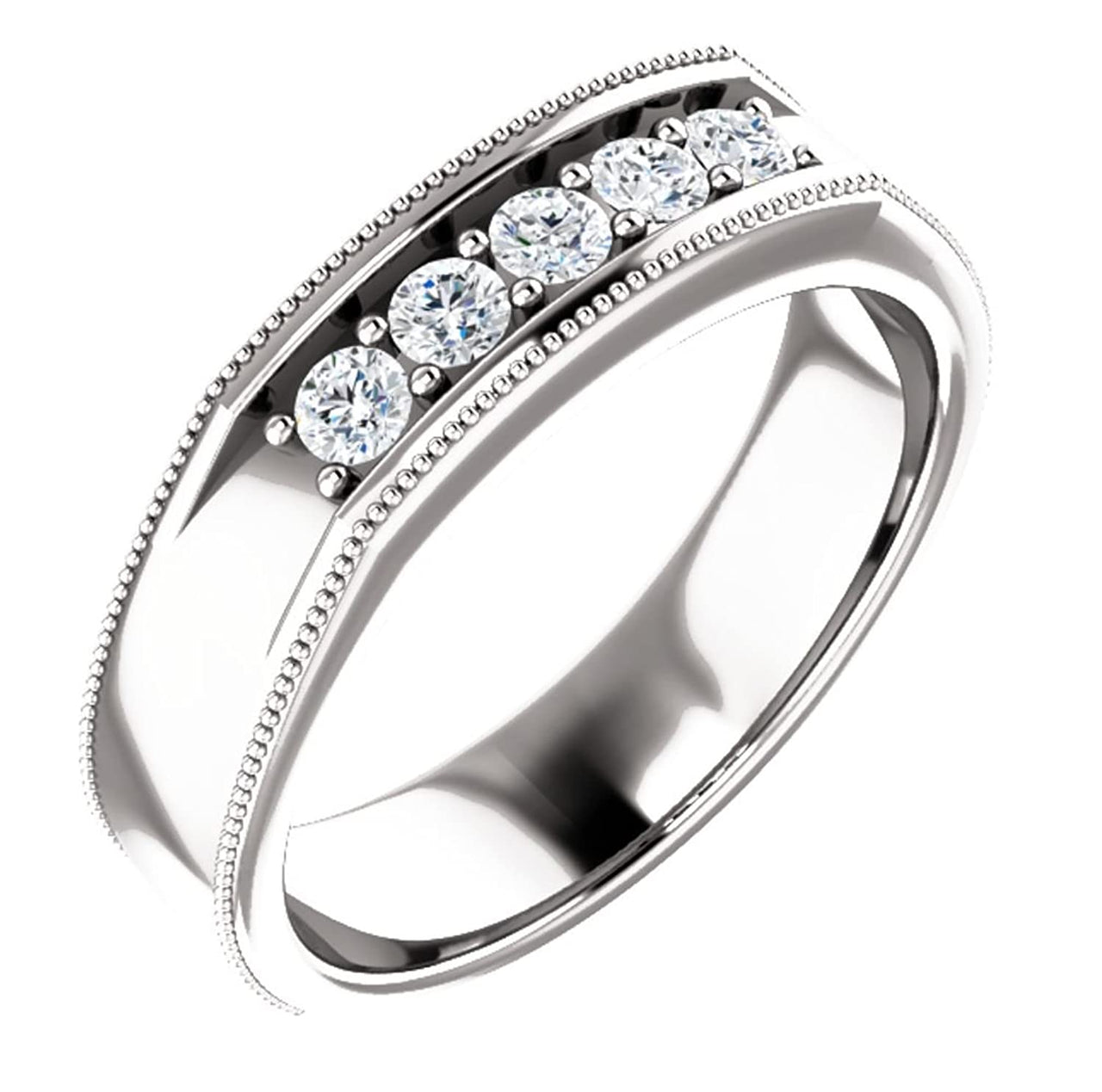 Men's Diamond Beaded Ring, Rhodium-Plated 14k White Gold (.33 Ctw, Color G-H, SI2-SI3) Size 12