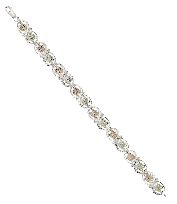 Diamond-Cut Infinity Bracelet, Sterling Silver, 12k Green Gold, 12k Rose Gold Black Hills Gold, 7.75"