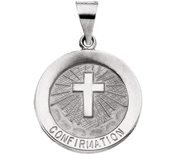 14k White Gold Hollow Confirmation Medal (18.25 MM)