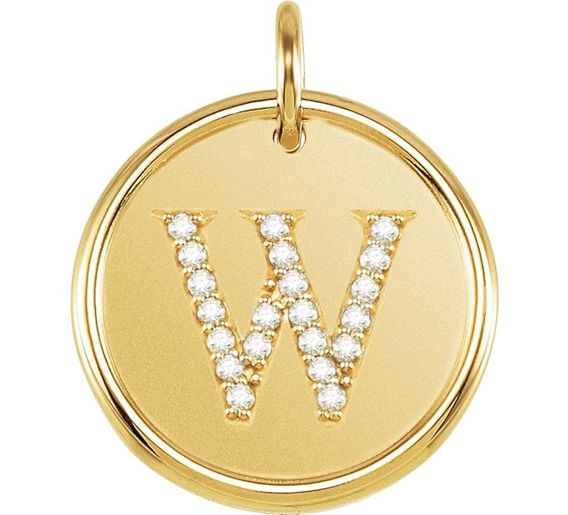 Diamond Initial "W" Round Pendant, 18k Yellow Gold-Plated Sterling Silver (0.1 Ctw, Color GH, Clarity I1)