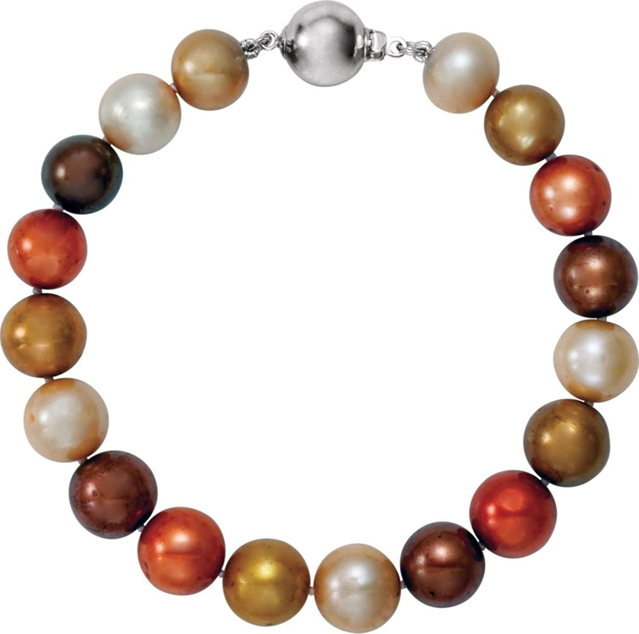 Multi-Color Earthtone Freshwater Cultured Pearl Bracelet, 7.75" (10.0-11.0 MM)