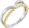 Negative Space Beaded 'V' Ring, Rhodium-Plated 14k White and Yellow Gold, Size 8