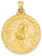 14k Yellow Gold Satin Face of Jesus Medal Pendant (33X28MM)