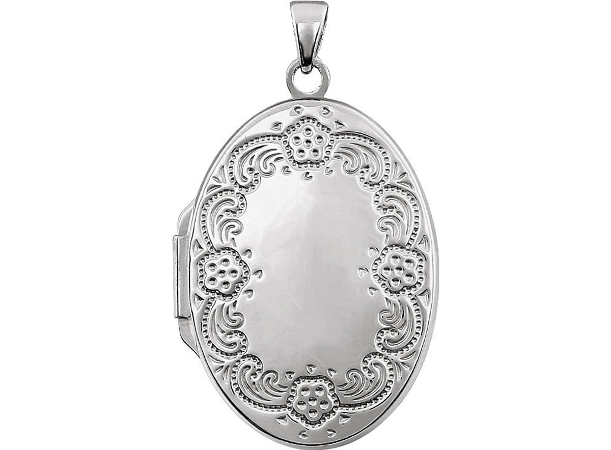 Locket Border Sterling Silver Oval Floral Border Locket – The Men's Jewelry Store