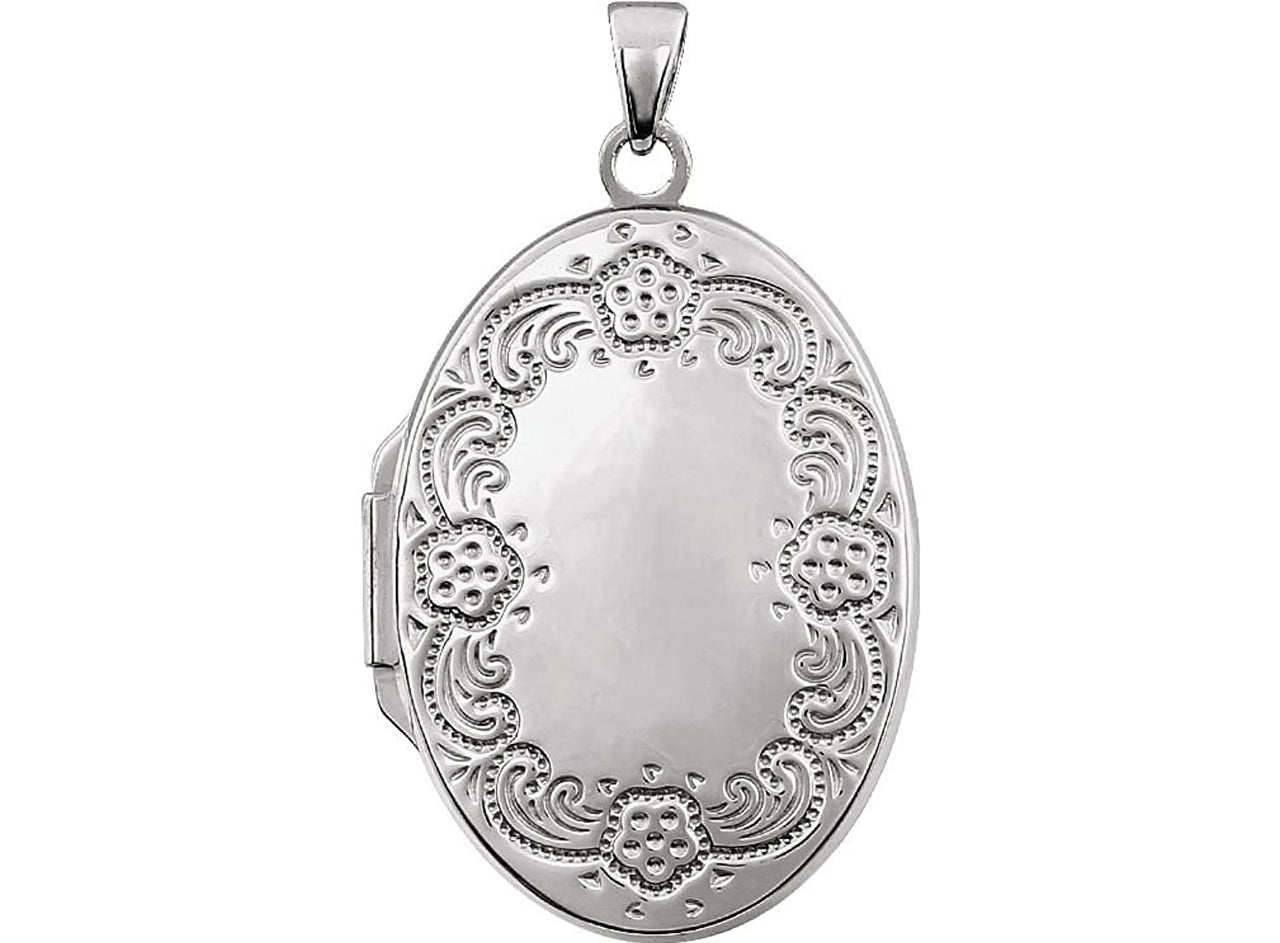 Sterling Silver Oval Floral Border Locket