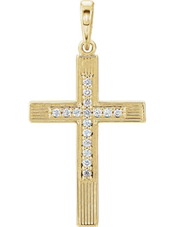 Diamond Cross Pendant, 14k Yellow Gold (.08 Ctw, Color G-H , Clarity I1)
