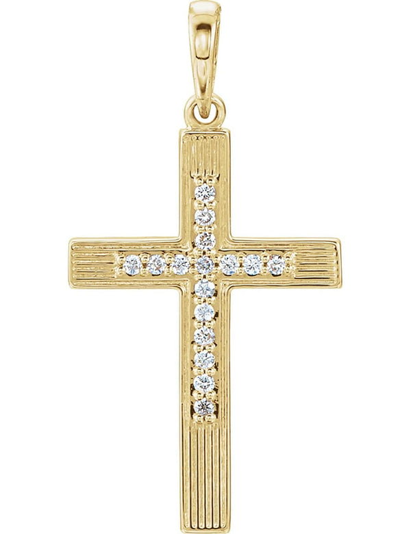 Diamond Cross Pendant, 14k Yellow Gold (.08 Ctw, Color G-H , Clarity I1)