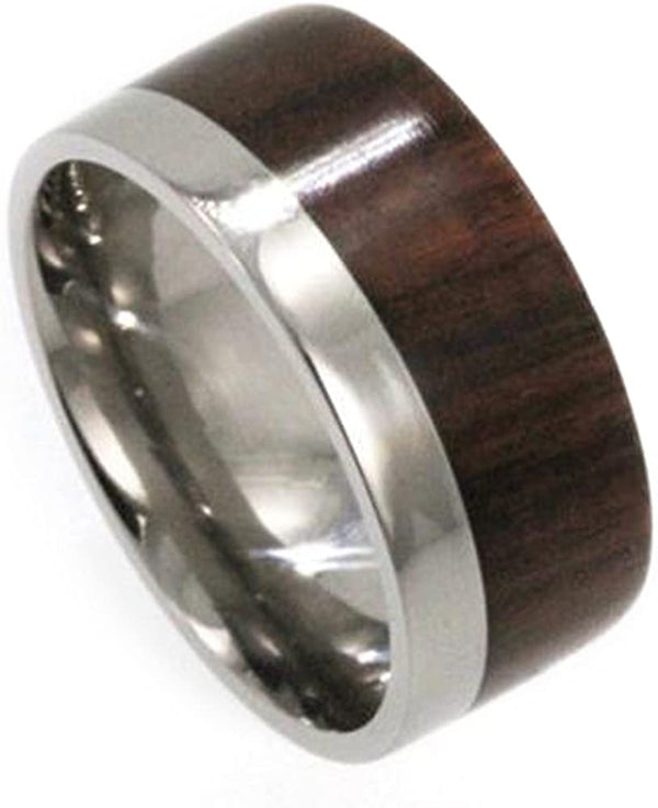The Men's Jewelry Store (Unisex Jewelry) Ironwood Flat Ring 10mm Comfort Fit Titanium Wedding Band