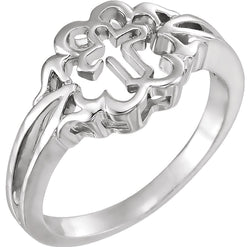 Cross Silhouette Signet Ring in Sterling Silver