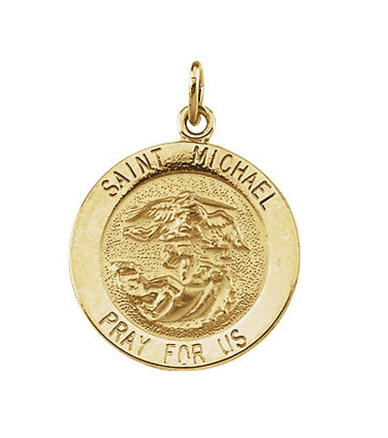 14k Yellow Gold Round St. Michael Medal (12 MM)