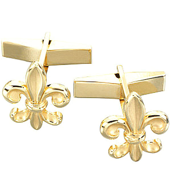 14k Yellow Gold Fleur-De-Lis Cuff Links, 18.5MM