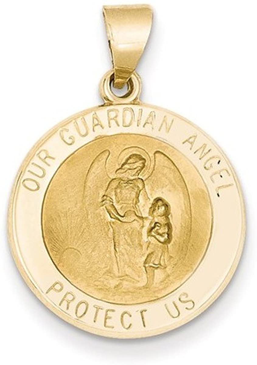 14k Yellow Gold Guardian Angel Medal Pendant (27X19MM)