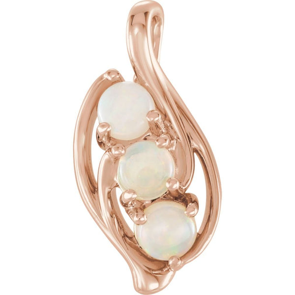 Opal Three-Stone Pendant, 14k Rose Gold