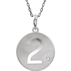 Diamond Number '2' Sterling Silver Pendant Necklace, 18" (.005 Cttw)