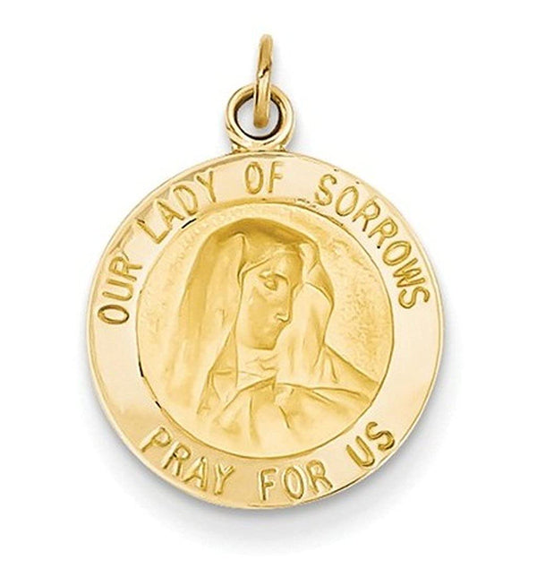 14k Yellow Gold Our Lady of Sorrows Medal Charm (20X15MM)