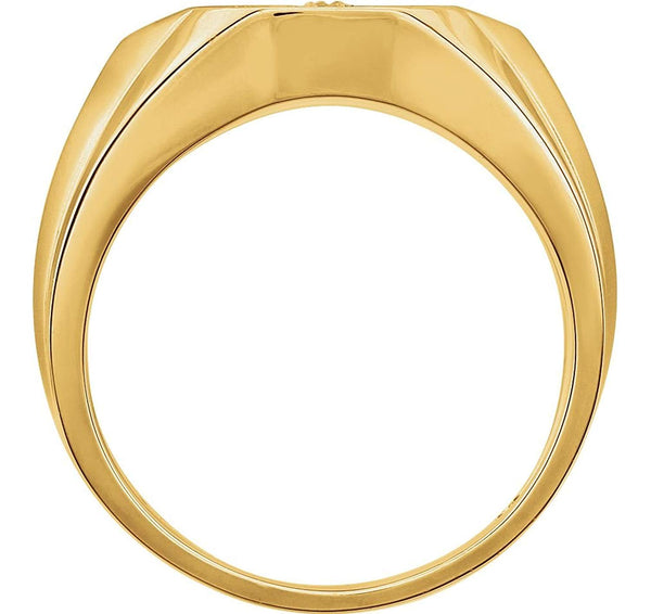 Men's Diamond Cross Rhodium Plate 14k Yellow Gold Ring, Size 10 (1/4 Cttw, HIJ Color,SI2-I1 Clarity)