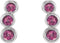 Pink Tourmaline Three-Stone Ear Climbers, Rhodium-Plated 14k White Gold