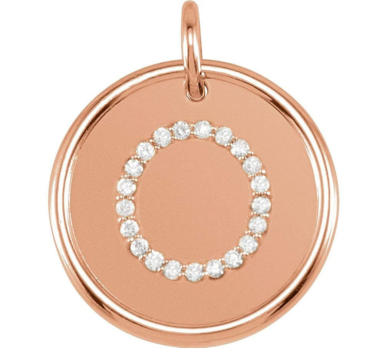 Diamond Initial "O" Pendant, 14k Rose Gold (0.1 Ctw, Color GH, Clarity I1)