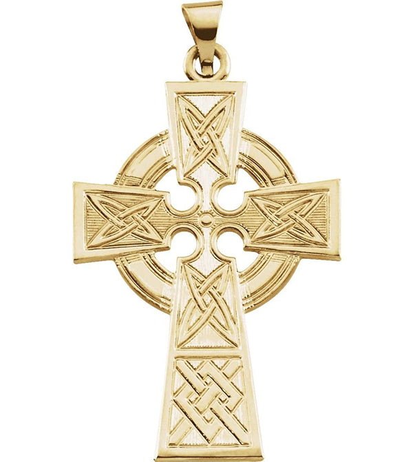 Celtic Halo Cross 14k Yellow Gold Pendant
