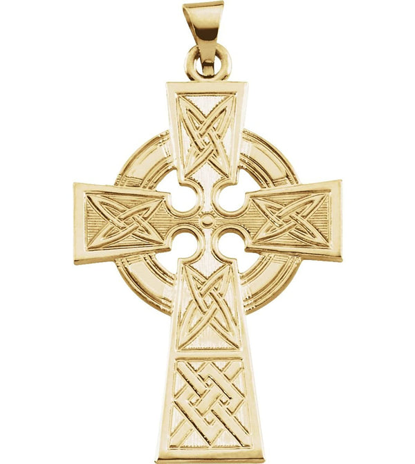 Celtic Halo Cross 14k Yellow Gold Pendant