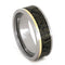 Black and Gold Mokume, 14k Yellow Gold Pinstripes 8mm Comfort-Fit Titanium Wedding Band