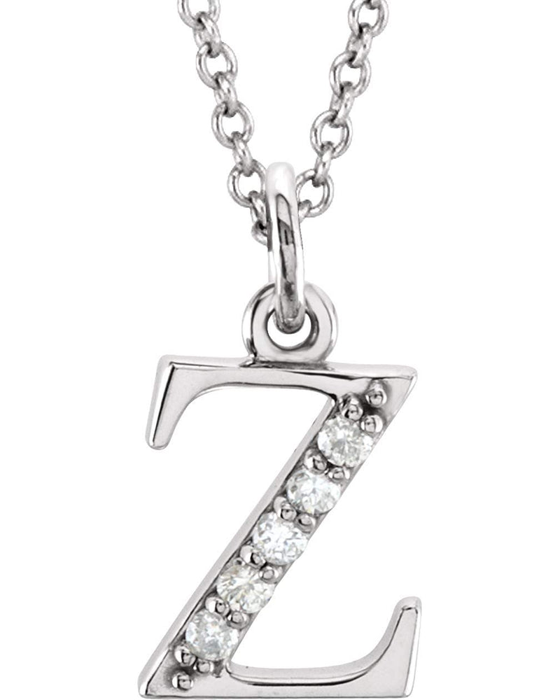 Diamond Initial 'z' Lowercase Alphabet Letter 14k White Gold Pendant Necklace, 16" (.03 Ctw GH, I1)