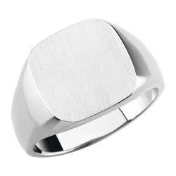 Men's Sterling Silver 14mm Brushed Finish Square Signet Ring, Size 9.25