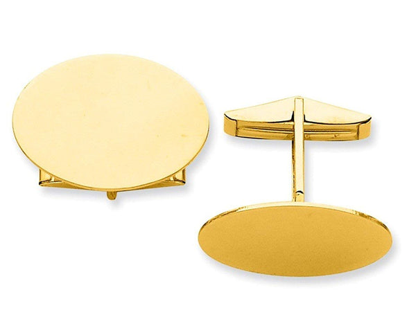 14k Yellow Gold Oval Cuff Links, 23X17MM